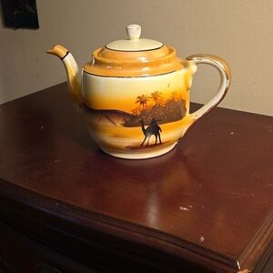 Antique Lusterware Desert Scene Takito Japan Teapot